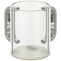 Vaso para netilat transparente (11 cm) con acabado mármol blanco