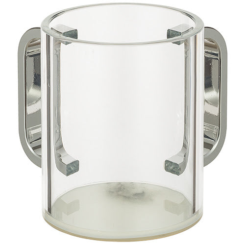 Vaso para netilat transparente (11 cm) con acabado mármol blanco