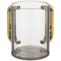 Vaso para netilat transparente (13 cm) con asas doradas