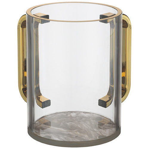 Vaso para netilat transparente (13 cm) con asas doradas