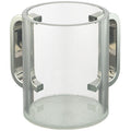 Vaso para netilat transparente (11 cm) con asas plateadas